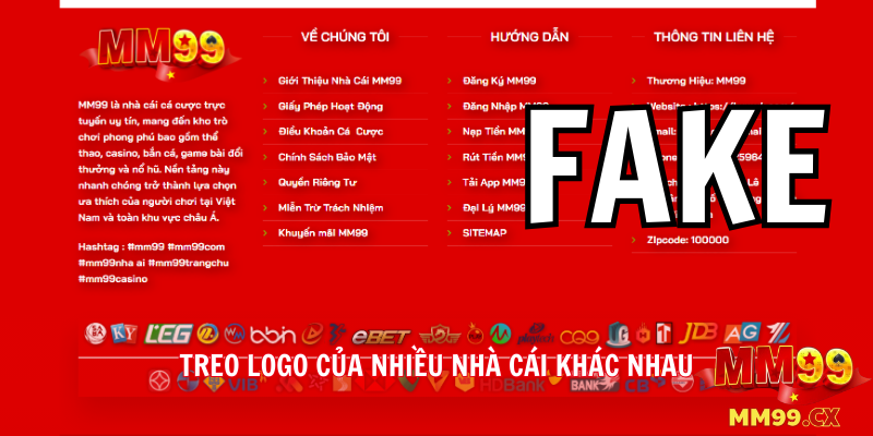 Cảnh báo website lừa đảo mạo danh nhà cái MM99 4 Treo logo của nhiều nhà cái khác nhau